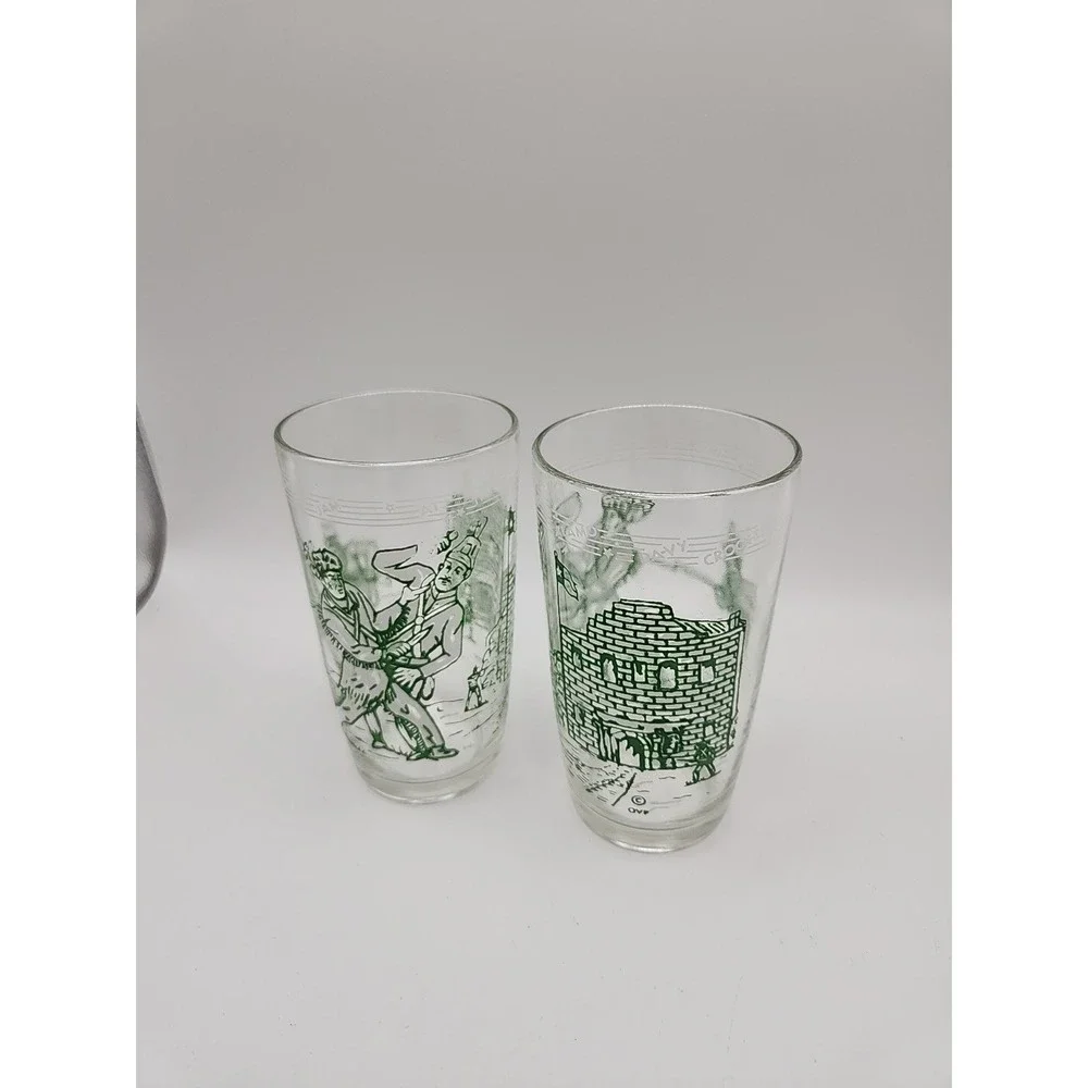 Davy Crockett Vintage Drinking Glass The Alamo Jam Jar Set Of 2